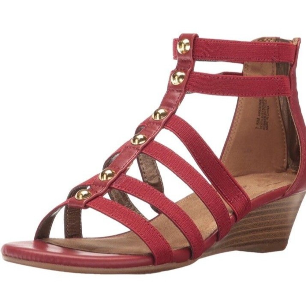 Aerosoles Heelrest Red Combo Gladiator Sandals Size 7.5
